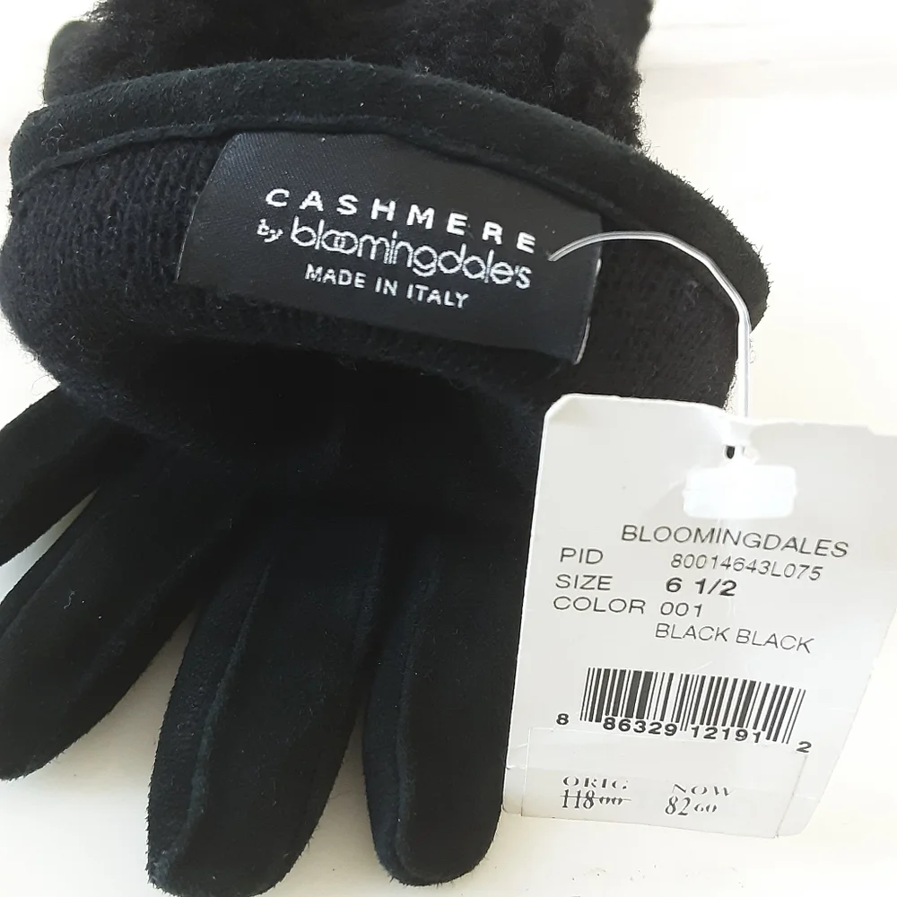 CASHMERE By BLOOMINGDALE'S Black Suede Wool Pile Cuffed Sz 6.5 - NWT Vtg
